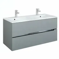 Комплект стенен шкаф и мивка Oristo Silver от композитен материал, сив MDF 120 см