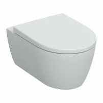 Комплект за окачена тоалетна чиния Geberit iCon rimfree, матово бял, с капак с плавно затваряне