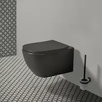 Комплект за окачена тоалетна чиния Ideal Standard Tesi Aquablade с тънък капак с плавно затваряне, матово черно, Silk Black