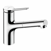 Кухненски смесител Hansgrohe Zesis M33 с издърпващ се душ, гланциран хром, 2 вида струя