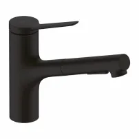 Кухненски смесител Hansgrohe Zesis M33 с издърпващ се душ, матово черен, 2 вида струя