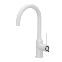 Кухненски смесител Quadron Q-Line Ingrid бял - въглеродно черно покритие