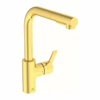 Кухненски смесител с издърпващ се душ Ideal Standard Gusto 295 матово злато 2 вида струя