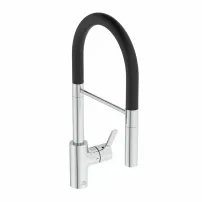 Кухненски смесител с полупрофесионален гъвкав чучур Ideal Standard Gusto 142 хром - черен