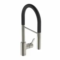 Кухненски смесител с полупрофесионален гъвкав чучур Ideal Standard Gusto 142 сребристо - черен