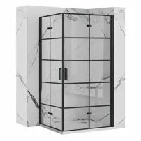 Квадратна душ кабина с плъзгащи се врати Rea Molier 90x90 черна