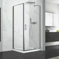Квадратна душ кабина с въртяща се врата Mediterraneo Andina 90x90 хром