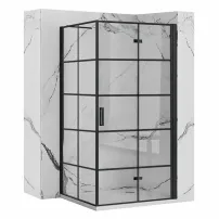 Квадратна душ кабина със сгъваема врата Rea Molier 80x80 черна