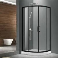 Mediterraneo Meda полукръгла душ кабина с плъзгащи се врати 90x90 черна