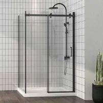 Mediterraneo Panda Black правоъгълна душ кабина с плъзгаща се врата 120x90 черна