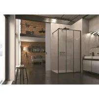 Параван за душ кабина SanSwiss Easy STR4P Loft 72 матово черно 120x200 см 8 мм закалено стъкло