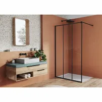 Параван за душ кабина SanSwiss Easy STR4P Loft 72 матово черно 80x200 см 8 мм закалено стъкло