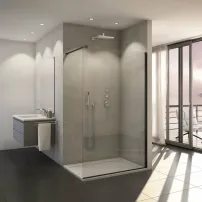 Параван за душ кабина SanSwiss Easy STR4P матово черно 90x200 см 8 мм закалено стъкло
