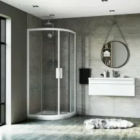 Полукръгла душ кабина с плъзгащи се врати Ideal Standard Connect 2 80x80 бял профил