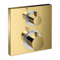 Термостатичен смесител за душ Hansgrohe Ecostat Square със скрит монтаж, 2 функции, златен