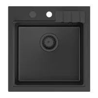 Вградена мивка Quadron Pop Peter 110 от композит, въглеродно черна 50x52 см