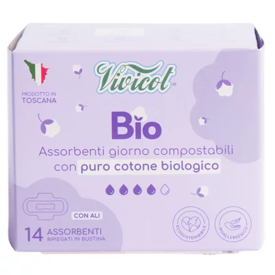 Absorbante de zi din bumbac compostabil ecologic 4 picaturi 14buc Vivicot