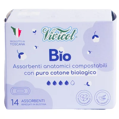 Absorbante de zi fara aripioare din bumbac compostabil 4 picaturi 14buc Vivicot