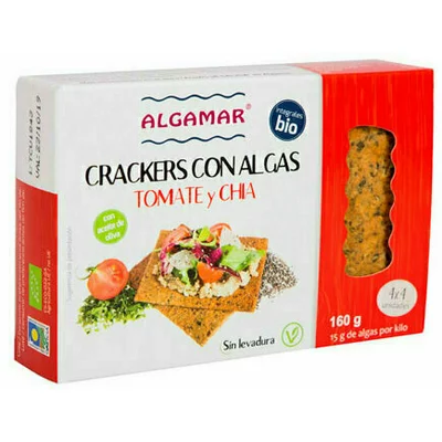 Crackers cu rosii, chia si alge marine bio 160g Algamar PROMO