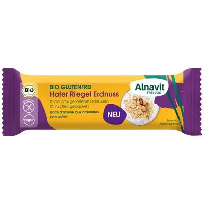 Baton cu ovaz si arahide fara gluten, bio, 50g Alnavit PROMO