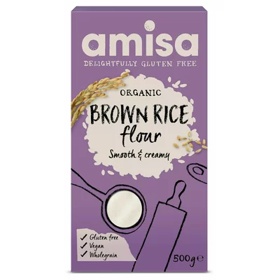 Faina de orez brun bio fara gluten 500g AMISA PROMO