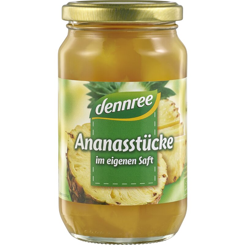 Ananas bucati in suc de ananas bio 350g dennree