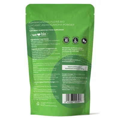 Ashwagandha pudra bio 125g Obio