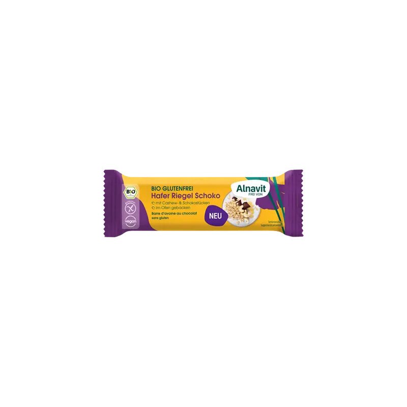 Baton cu ovaz si ciocolata fara gluten, bio, 50g alnavit