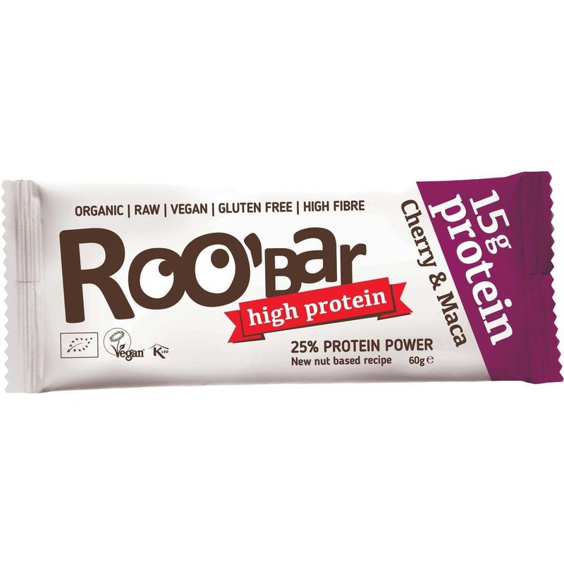 Baton proteic cu cirese si maca raw bio 60g roobar