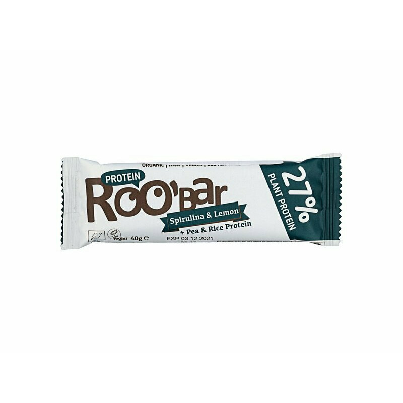 Baton proteic spirulina lamaie raw bio 40g roobar