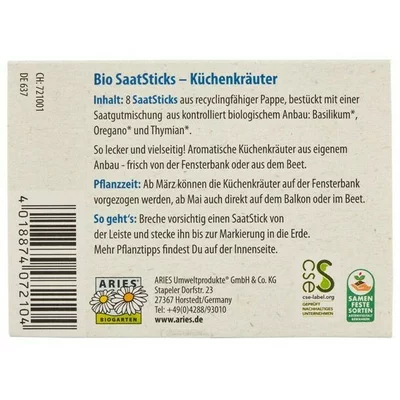 Betisoare cu seminte pentru semanat - ierburi aromatice bio 8 bucati Aries