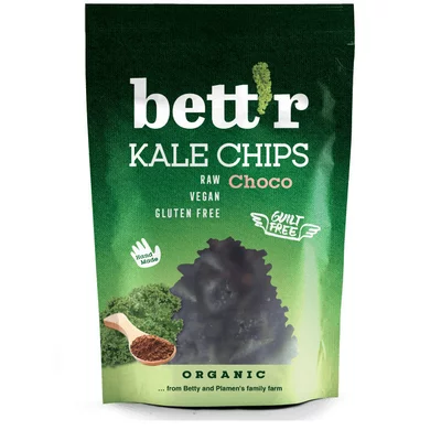 Chips din kale cu ciocolata raw bio 30g Bettr - PRET REDUS