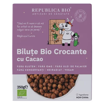 Bilute Bio crocante de ciocolata FARA GLUTEN Republica BIO, bio, 250 g