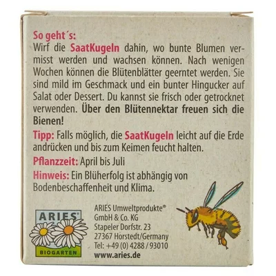 Bilute cu seminte pentru semanat - flori comestibile bio 4 bucati Aries