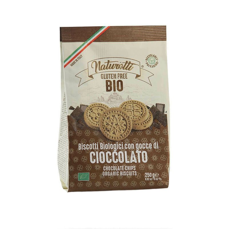 Biscuiti cu fulgi de ciocolata eco, fara gluten, 250g, naturotti