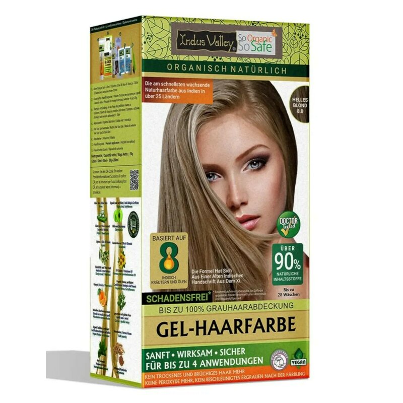 Blond Deschis 8.0 Vopsea henna gel fara amoniac, Indus Valley