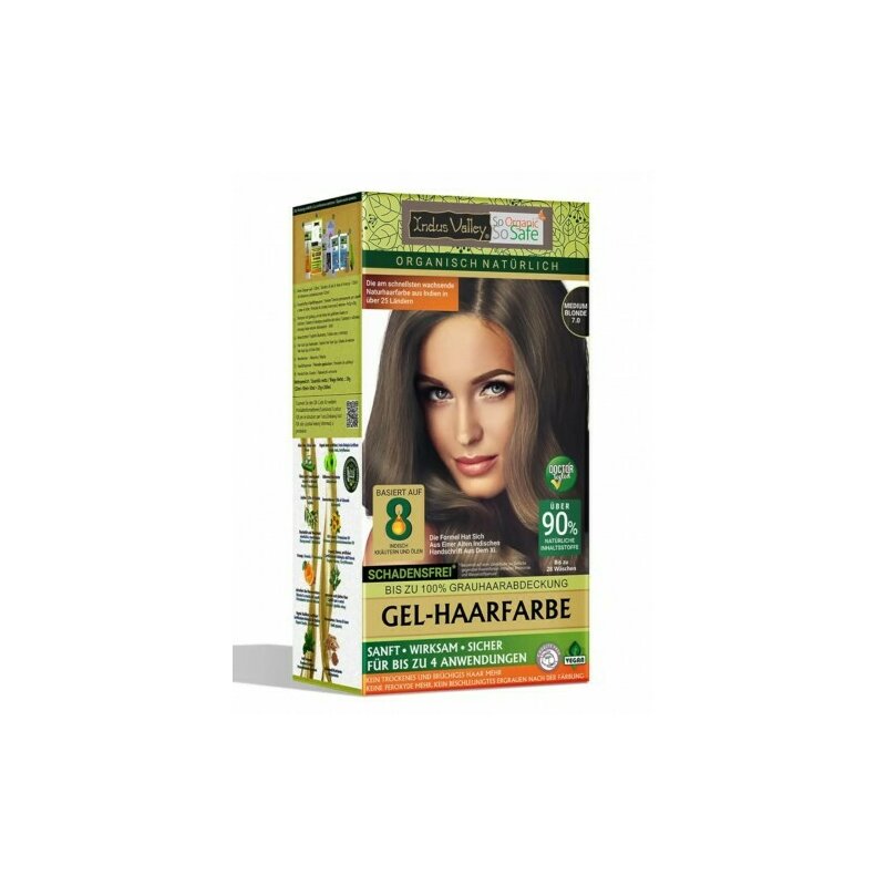 Blond Mediu 7.0 Vopsea henna gel fara amoniac, Indus Valley