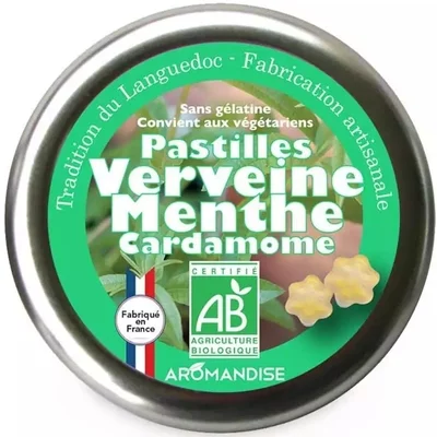 Bomboane artizanale cu verbina, menta si cardamon bio 45g Aromandise PRET REDUS