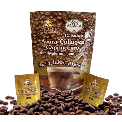 Cafea cu acid hialuronic si colagen, 15 plicuri, Ayura Herbal