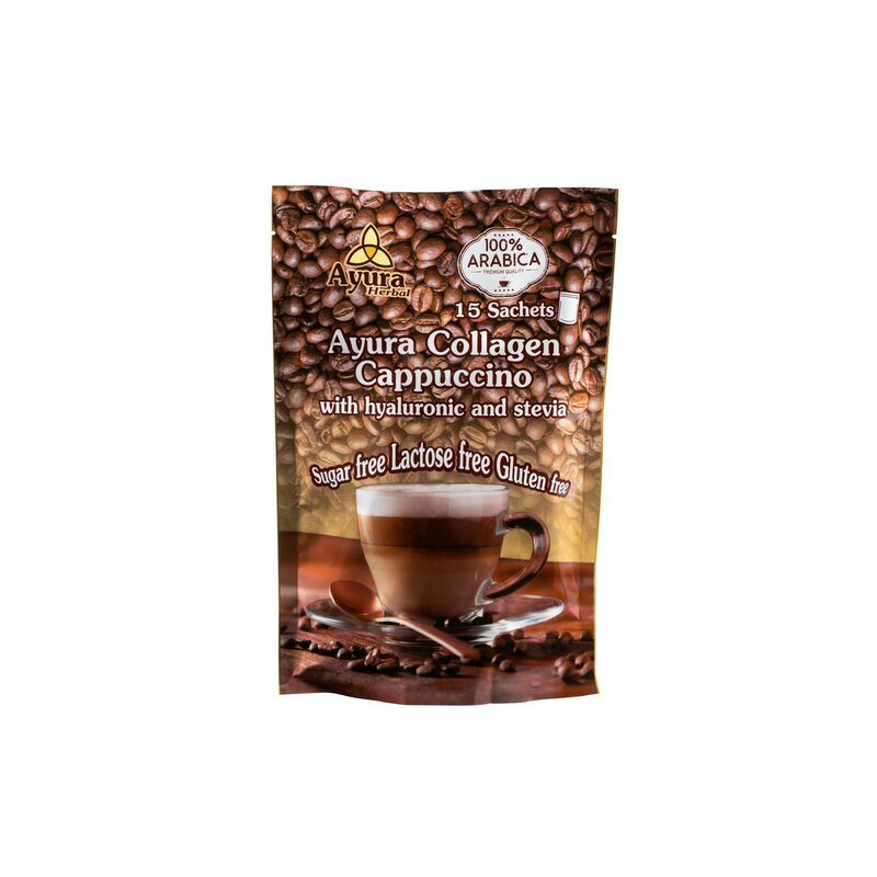 Cafea cu acid hialuronic si colagen, 15 plicuri, Ayura Herbal