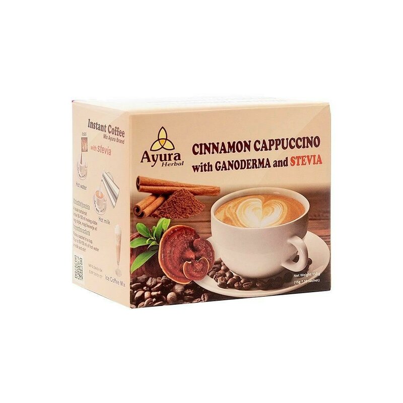 Cappuccino cu ganoderma, scortisoara si stevie, 15g* 10plicuri, Ayura Herbal