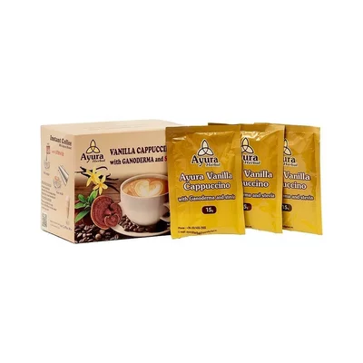 Cappuccino cu ganoderma, vanilie si stevie, 15g * 10 plicuri, Ayura Herbal