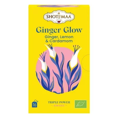 Ceai awake - ginger glow - ghimbir, lamaie si cardamom bio 16dz x 2g 32g Shotimaa