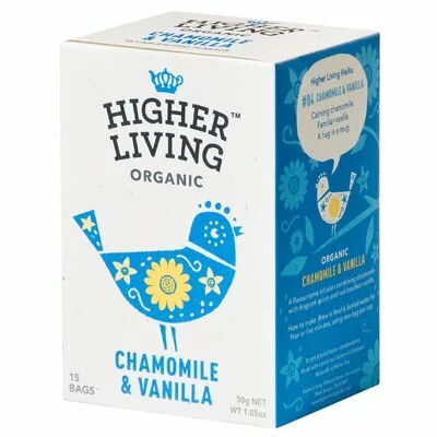 Ceai musetel si vanilie bio, 15 plicuri, Higher Living