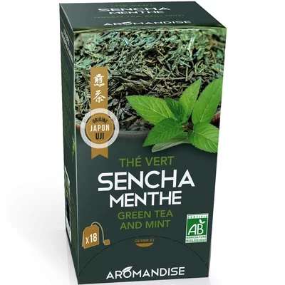 Ceai verde sencha cu menta bio 18dz x 2g 36g Aromandise PRET REDUS