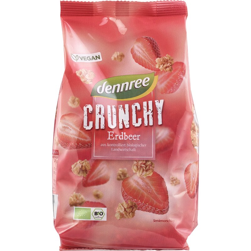 Cereale crunchy cu capsuni bio 375g, dennree