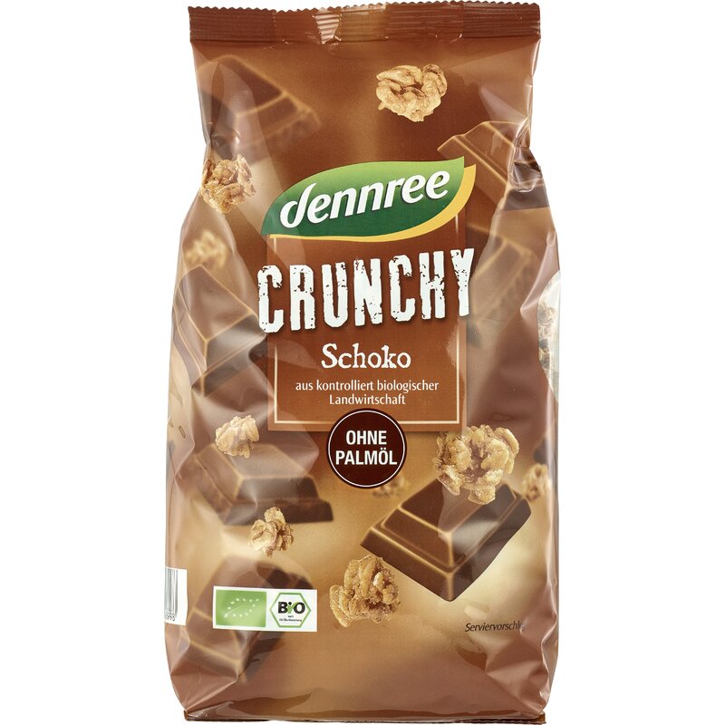 Cereale crunchy cu ciocolata bio 750g, dennree