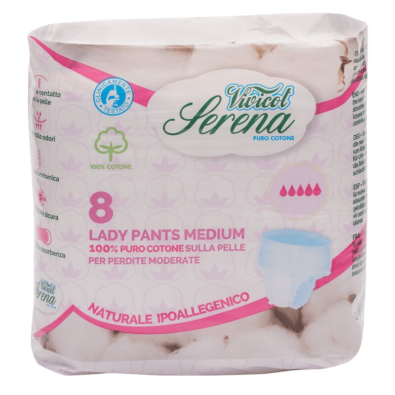 Chiloti din bumbac pentru incontinenta urinara – medium - 5 picaturi (8buc) – vivicot serena lady