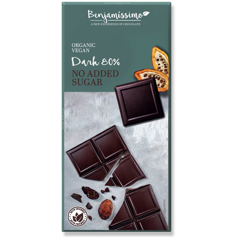Ciocolata cu 80% cacao bio, 70g, benjamissimo