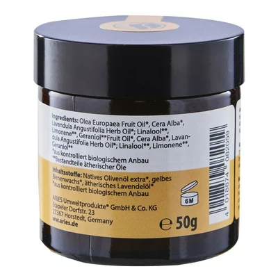 Crema hidratanta cu ceara de albine, lavanda si ulei de masline ecologica 50g Aries